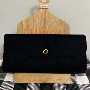 Victoria’s Secret 10”x5” black velvet clutch purse